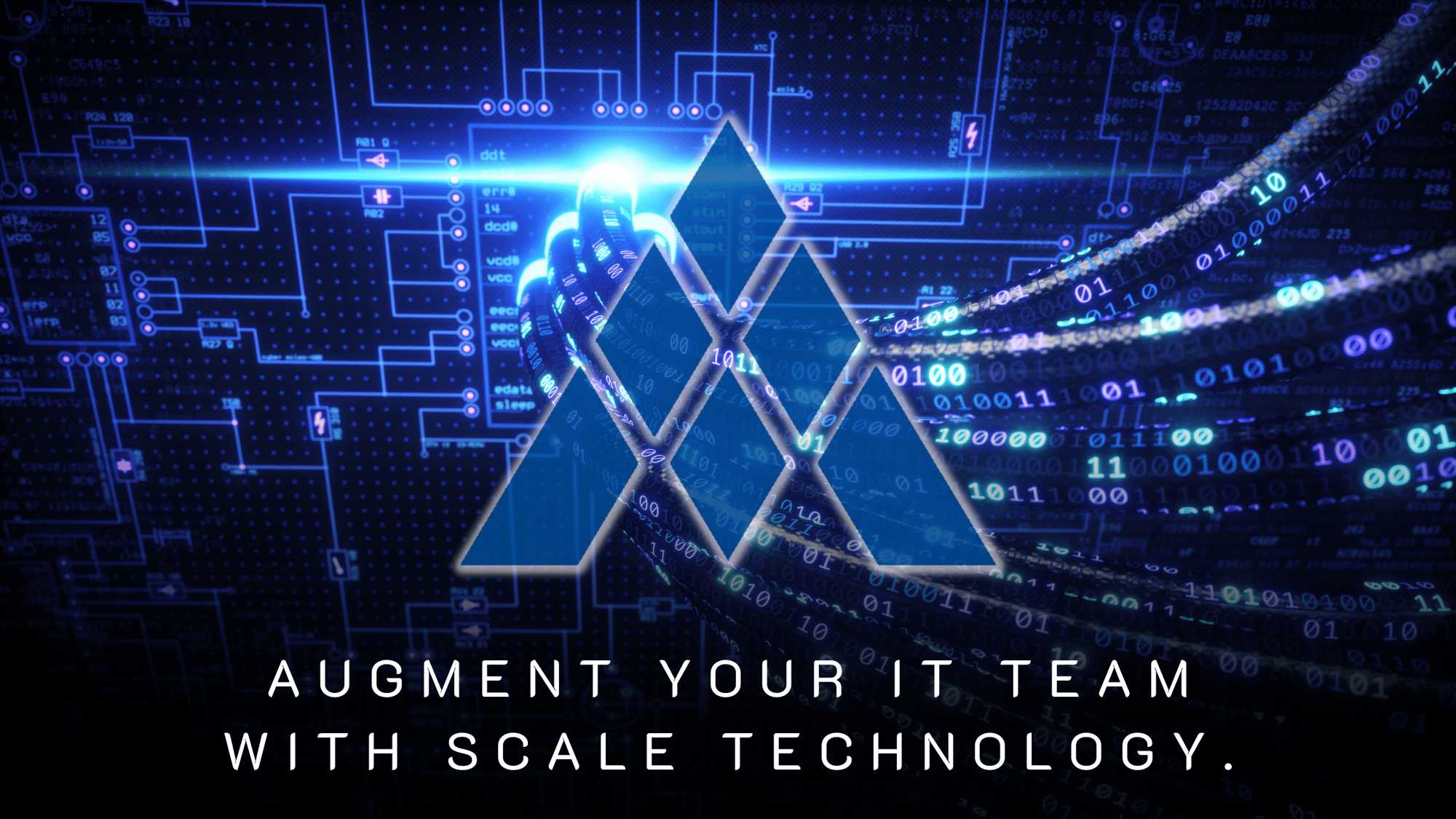 Scale logo on digital background. Augment your IT Team