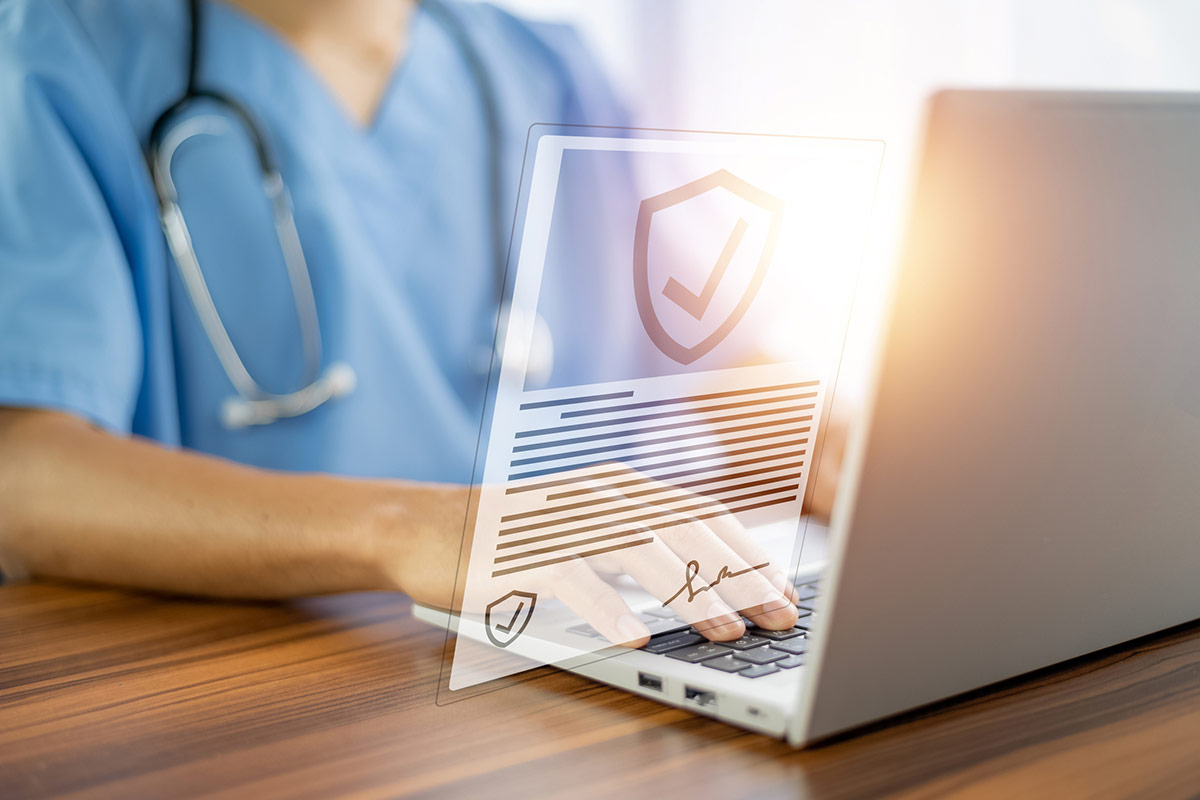 a medical professional using a secure computer